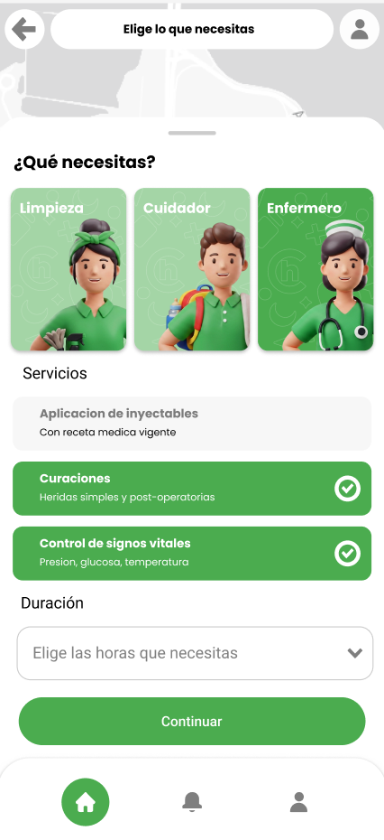 Pantalla de la app Chambito